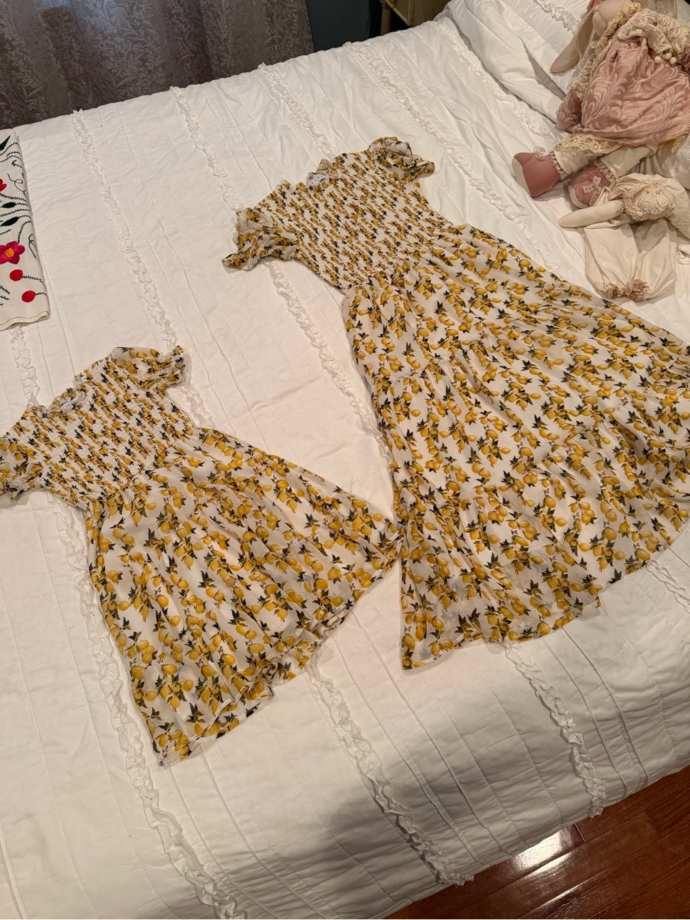 Ivy City Co Yellow Floral Midi Dress with Smocked Bodice